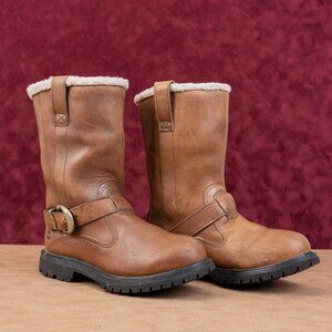 Timberland Women Nellie Moto BIker Faux Fur Lined Lug Boots sz 6.5